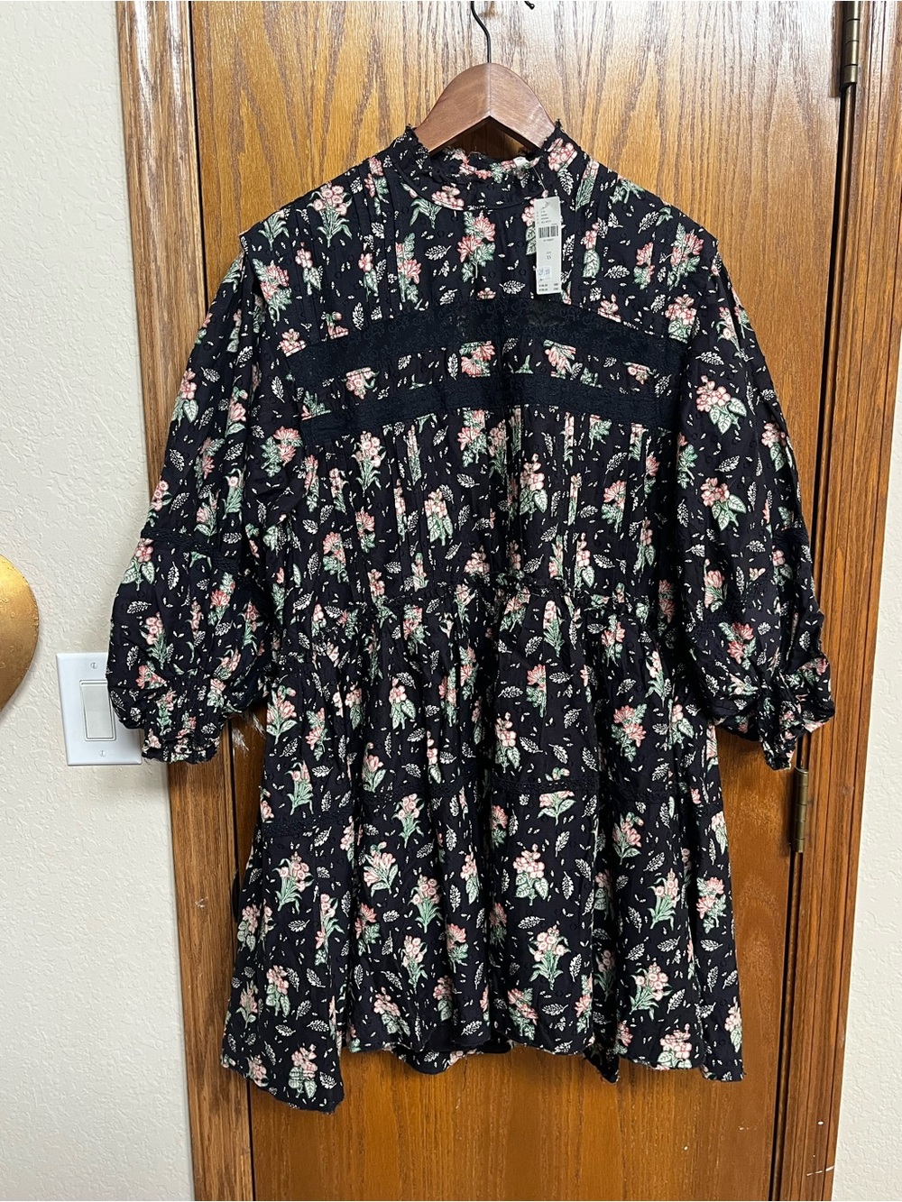 Pilcro Anthrologie Black Floral Dress XS